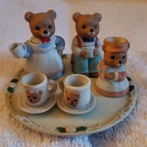 Home interior bear mini tea set